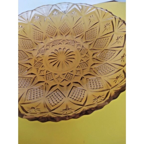 Vintage Large Iridescent Marigold Carnival Glass Bowl 12" diameter 1960's - Picture 11 of 11